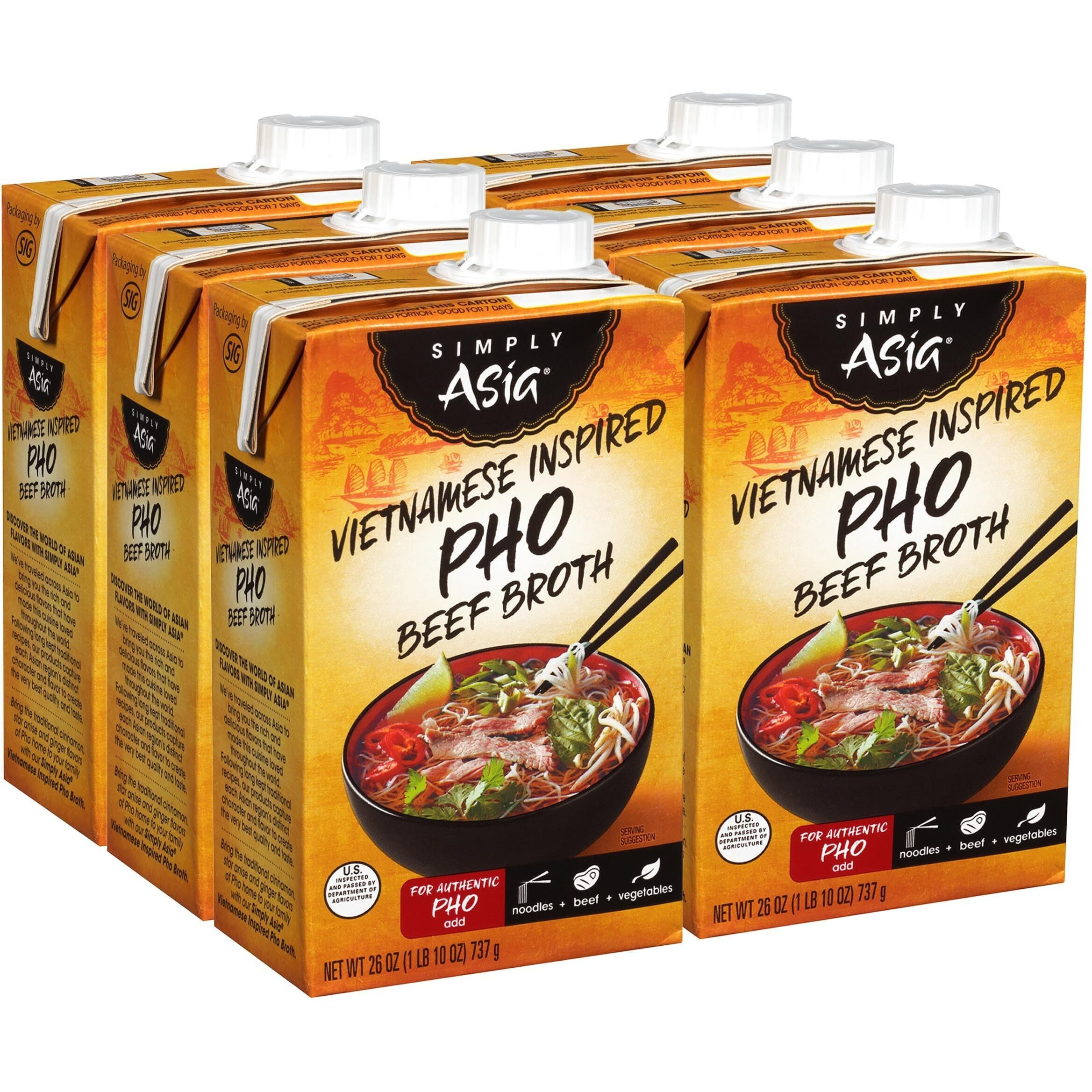 Simply Asia Vietnamese Inspired Pho Beef Broth, 26 Fl Oz (Pack Of 6)
