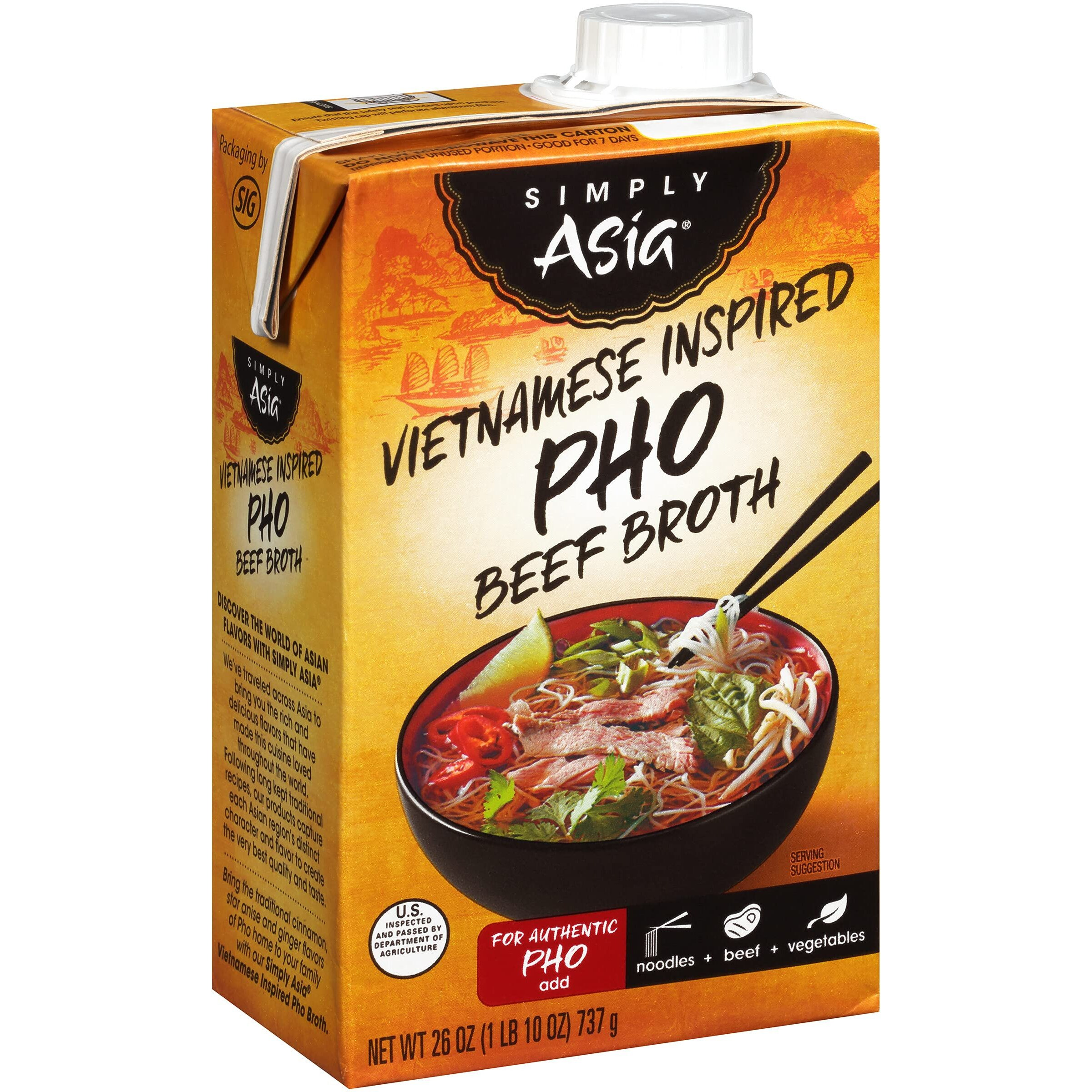 Simply Asia Vietnamese Inspired Pho Beef Broth, 26 Fl Oz (Pack Of 6)