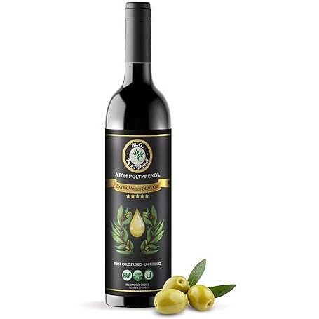 M.G. Pappas Extra Virgin Olive Oil, High Polyphenol Evoo - Cold Pressed & Unfiltered Greek Olive Oil - Over 500Mg/Kg Polyphenols With High Hydroxytyrosol - Award-Winning Organic Quality - 12.7Oz (375Ml) Bottle