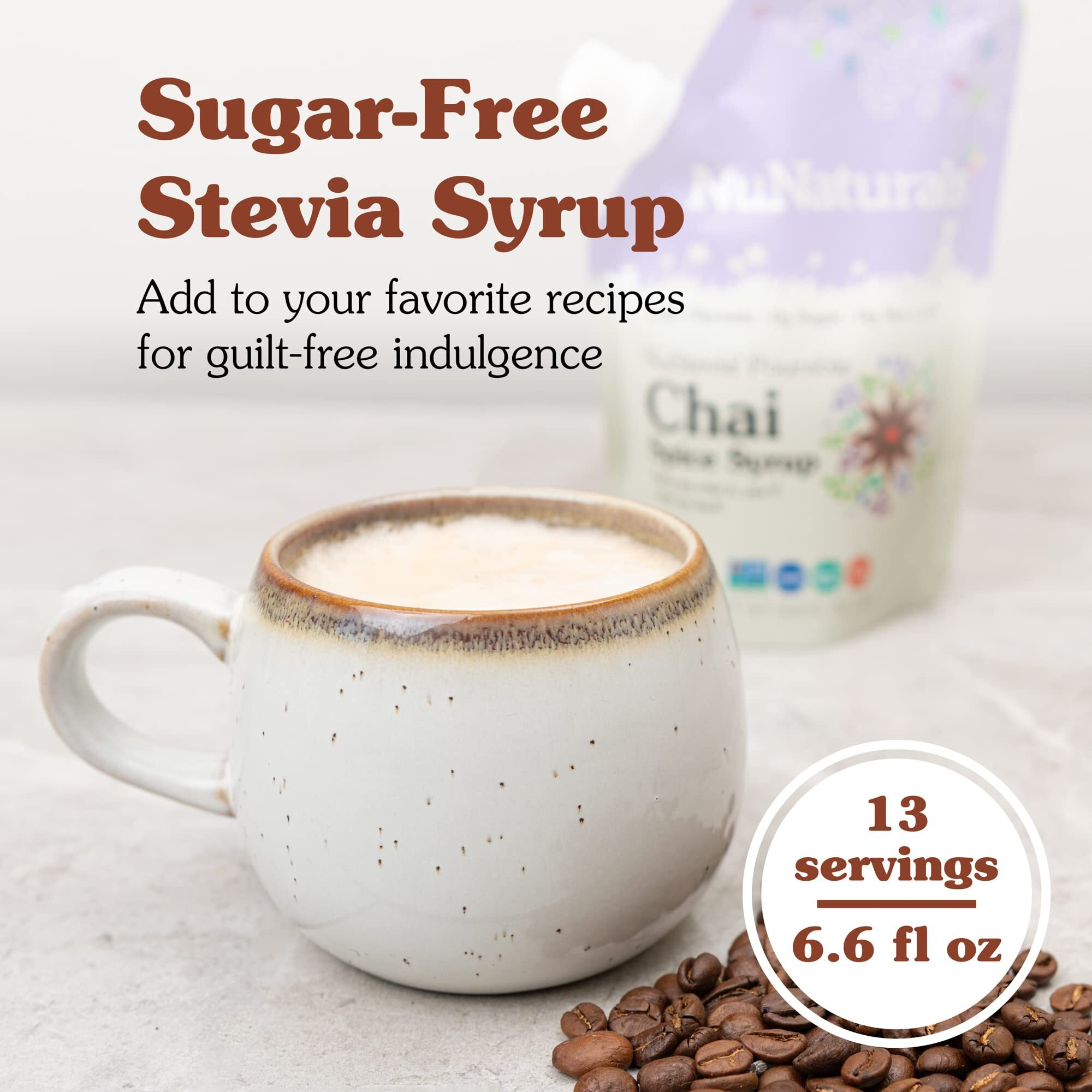 Nunaturals Stevia Syrup, Sugar-Free Sweetener, Plant-Based Sugar Substitute, Zero Calorie, Sugar-Free Syrup, Chai Spice, 6.6Oz (3-Pack)