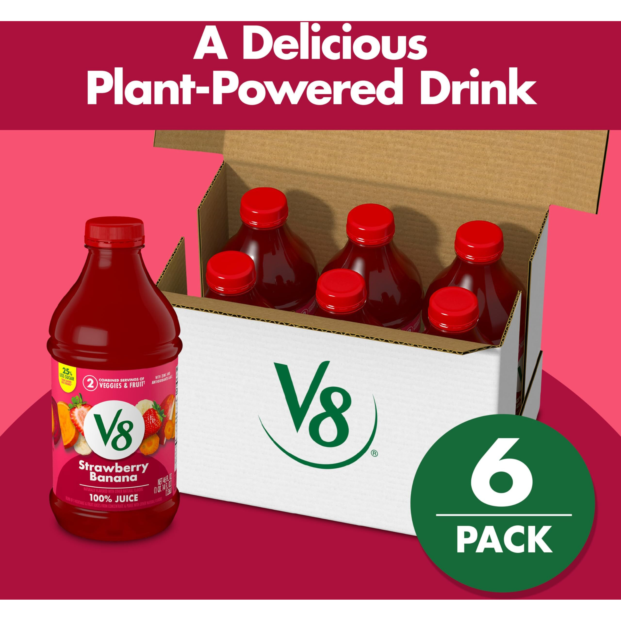 V8 Blends 100% Juice Strawberry Banana Juice, 46 Fl Oz Bottle (Case Of 6)