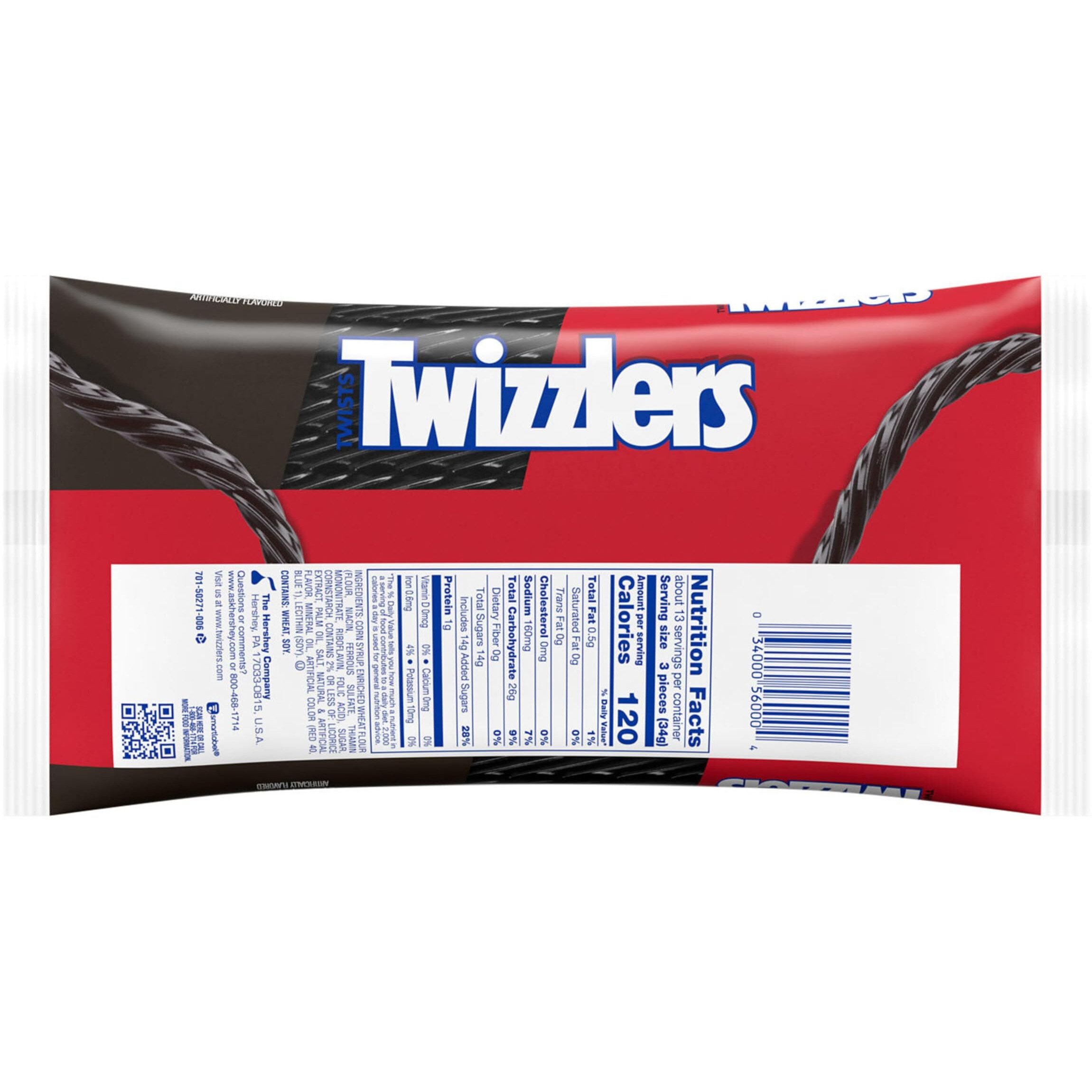 Twizzlers Twists Licorice Flavored, Low Fat Candy Bags, 16 Oz (12 Count)