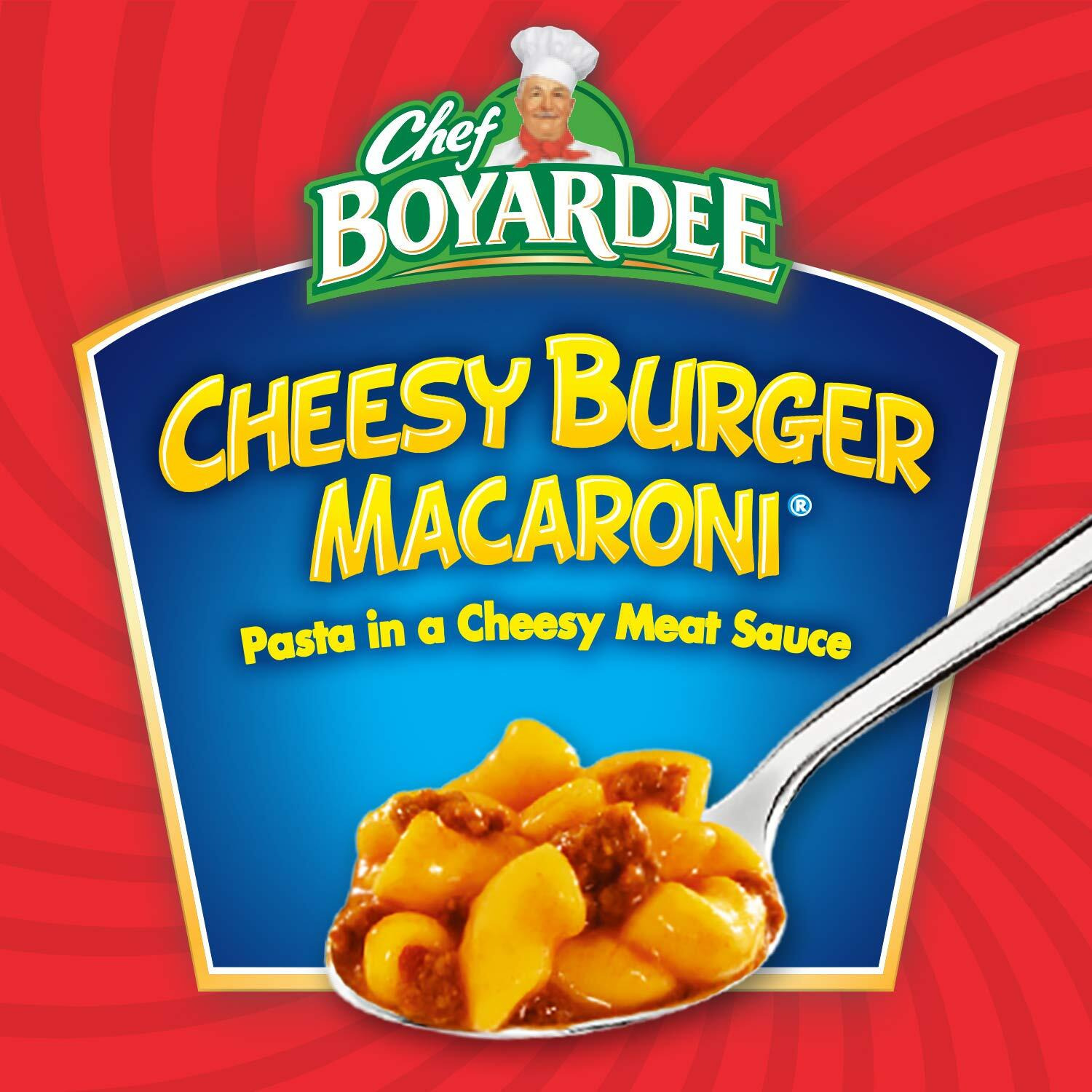 Chef Boyardee Cheesy Burger Macaroni, Canned Food, 15 Oz Can (12 Cans)