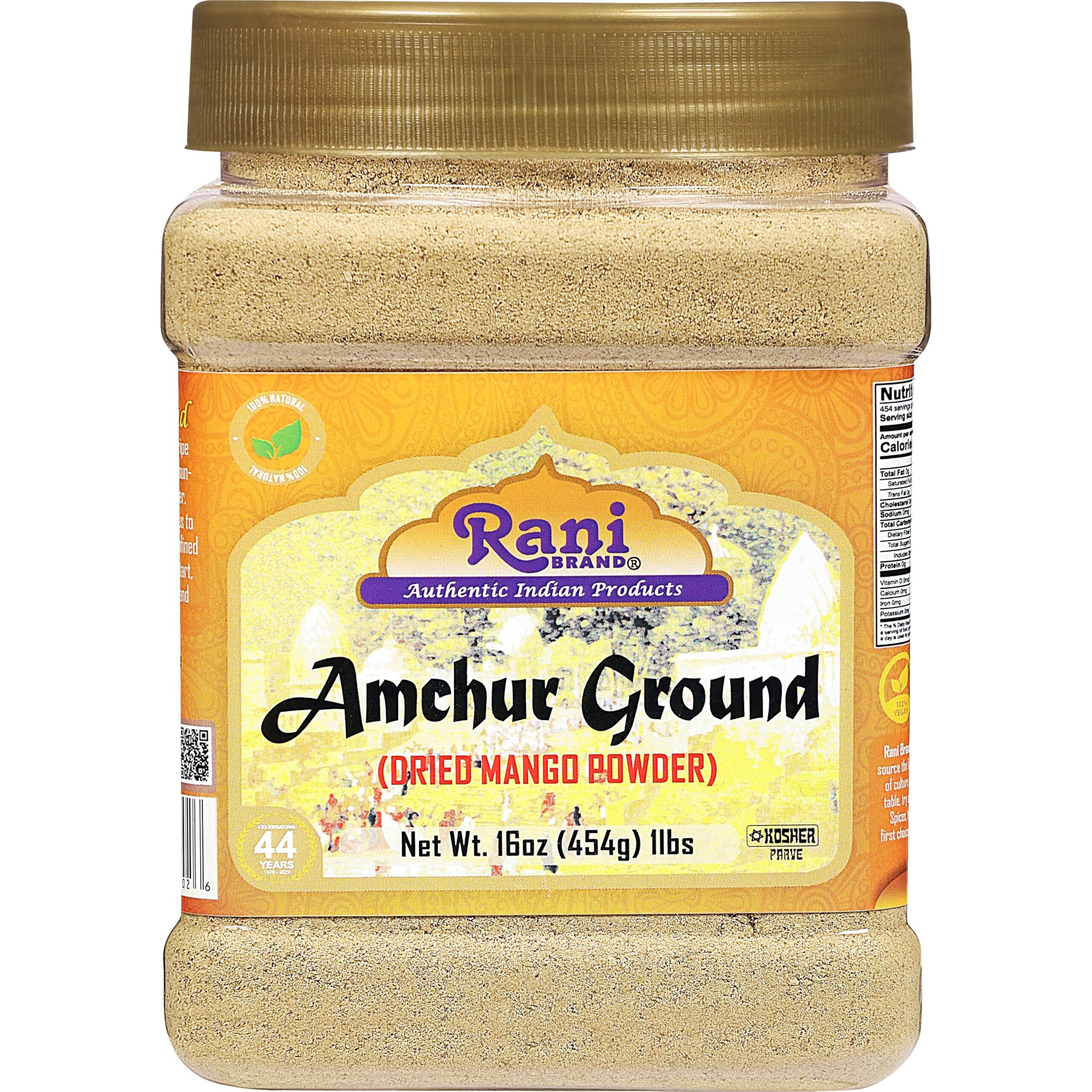 Rani Amchur (Mango) Ground Powder Spice 16Oz (1Lb) 454G Pet Jar ~ All Natural, Indian Origin | No Color | Gluten Friendly | Vegan | Non-Gmo | Kosher | No Salt Or Fillers