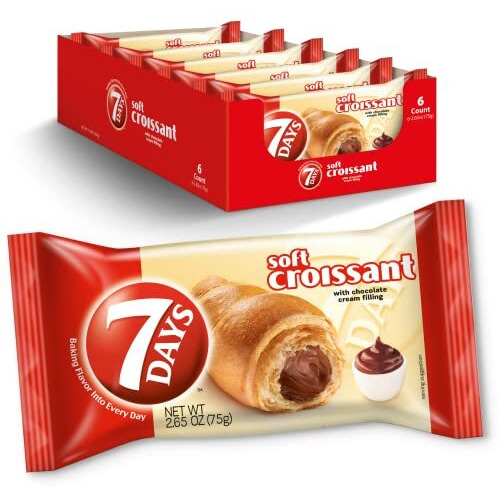 7Days Soft Croissant, Chocolate Croissant, Breakfast Pastry, Individually Wrapped On The Go Snack, Non-Gmo (Pack Of 6)