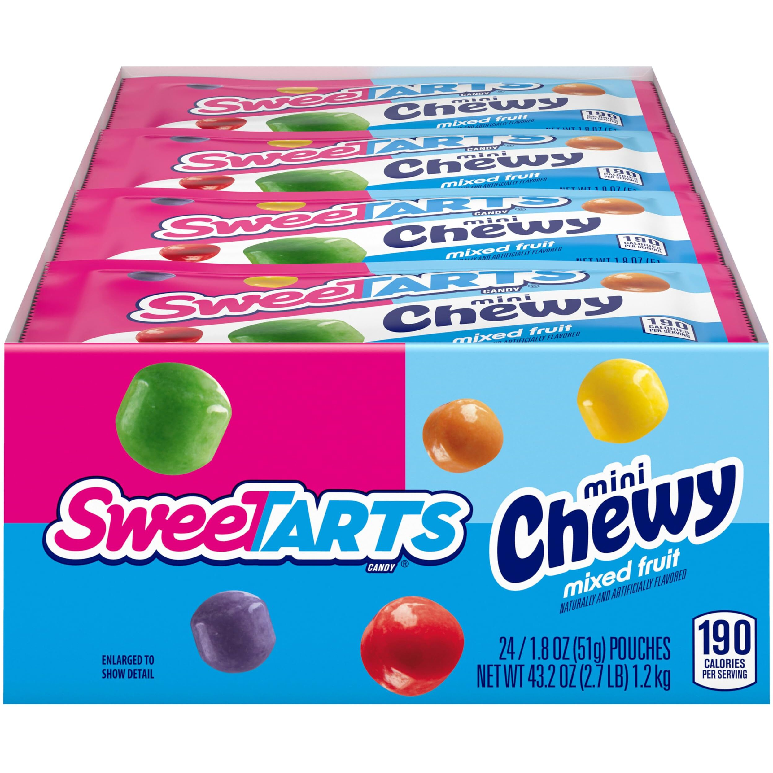 Sweetarts Mini Chewy, Candy, Mixed Fruit, 1.8 Oz, 24 Count