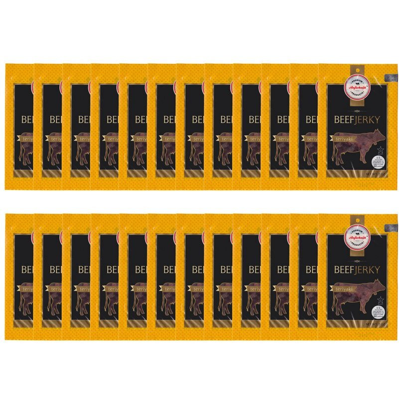 Aufschnitt Grass Fed Beef Jerky - Low Sodium, Certified Kosher - Made In Usa - Keto & Halal Friendly - 24 Pack, Teriyaki