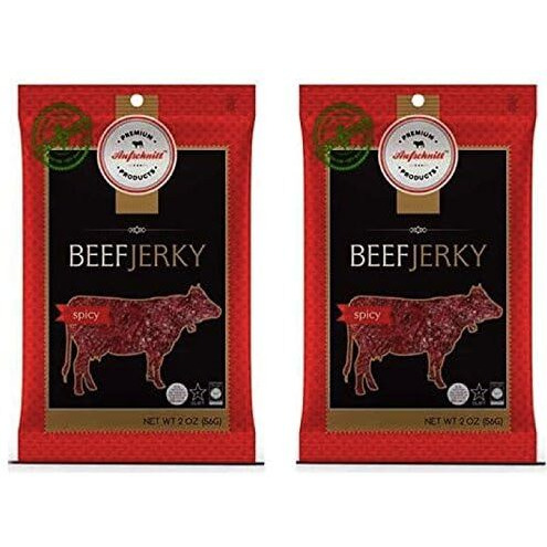 Aufschnitt Grass Fed Beef Jerky - Low Sodium, Certified Kosher - Made In Usa - Keto & Halal Friendly - 2 Pack, Spicy