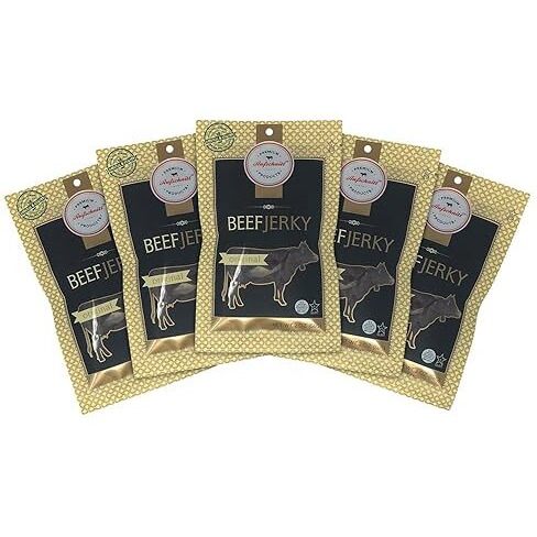 Aufschnitt Grass Fed Beef Jerky - Low Sodium, Certified Kosher - Made In Usa - Keto & Halal Friendly - 5 Pack, Original