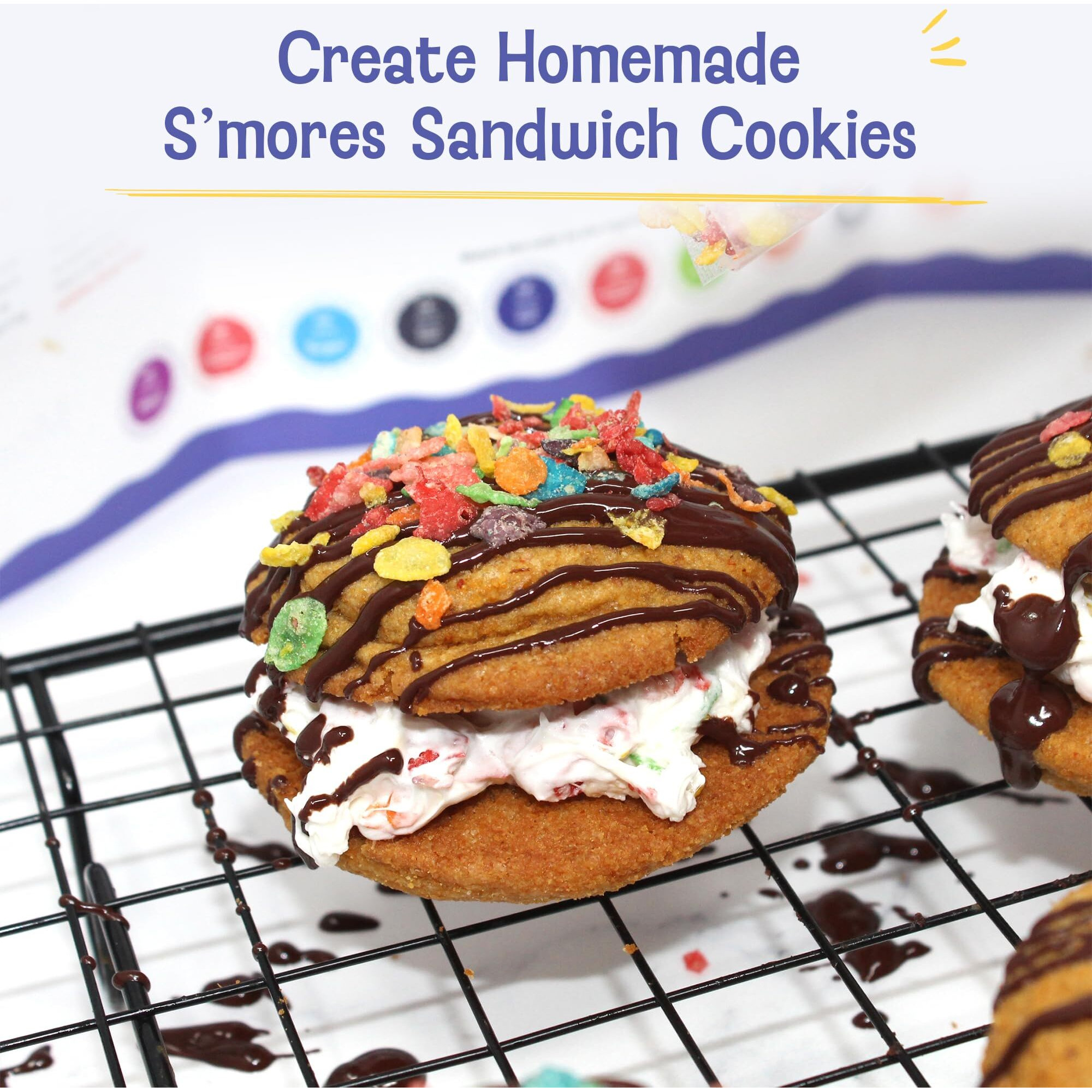 Baketivity X Duff Goldman Smores Sandwich Cookies Kit - Kids Baking Kit - Cooking Kits For Kids With Premeasured Ingredients, Decorating Supplies, Stem Activities - Kids Baking Sets For Girls, Boys Ages 6-12
