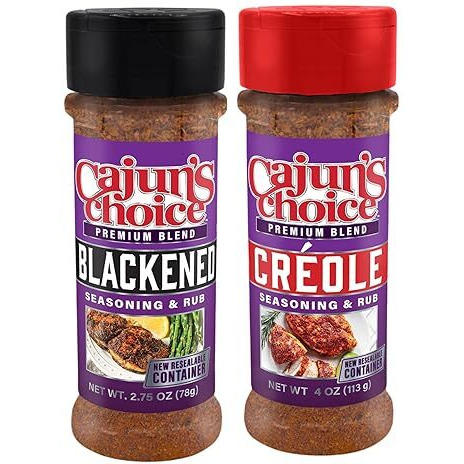 Creole Seasoning 3.8 Oz & Blackened Seasoning 2.75 Oz Cajun's Choice Louisiana Foods (Pack)