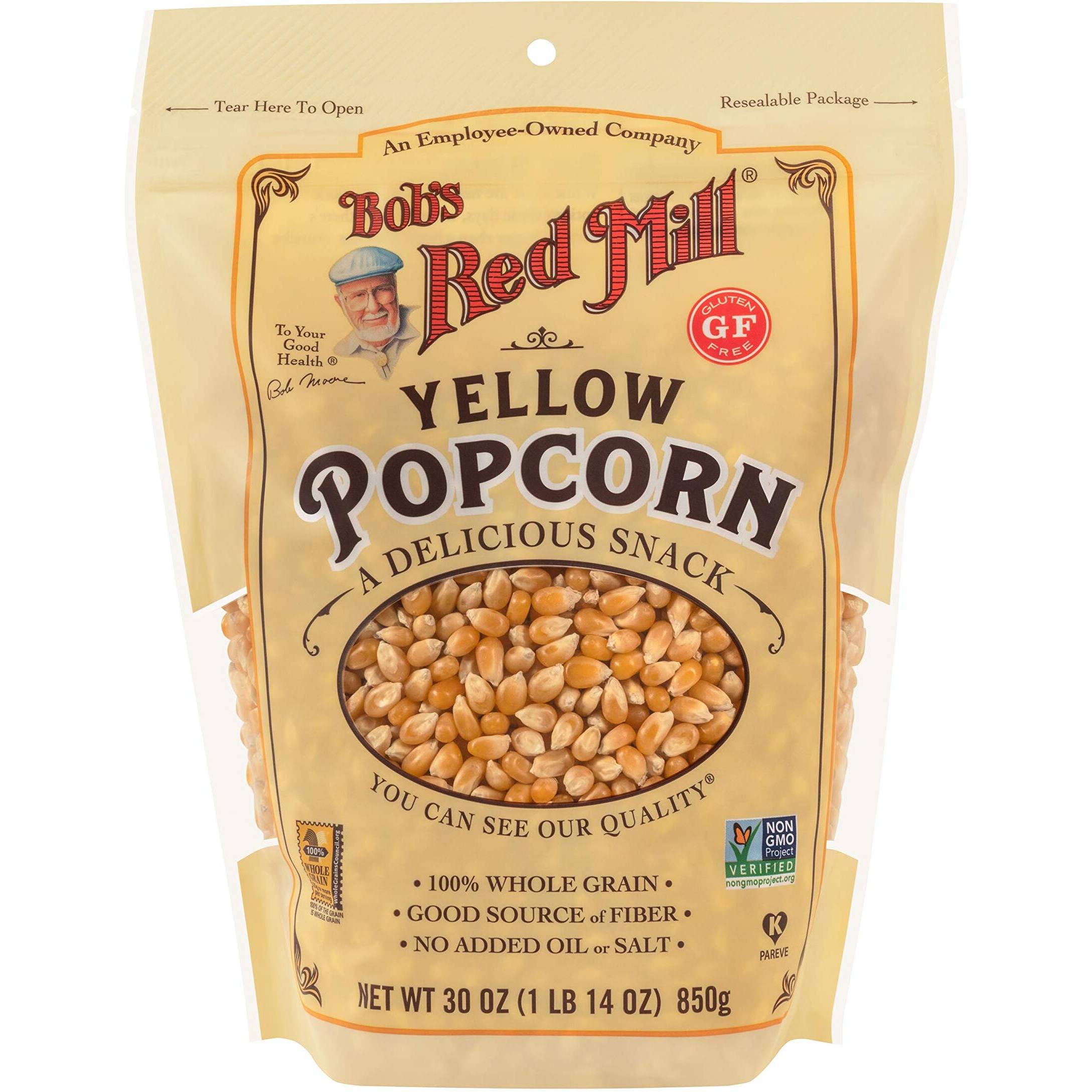 Bob's Red Mill Yellow Popcorn, 30Oz (Pack Of 4) - Non Gmo, Whole Grain, Vegan, Kosher