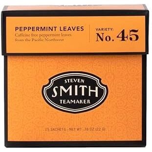 Steven Smith Teamaker Peppermint Leaves No. 45, Herbal Tea, Caffeine-Free, Sugar-Free, Sustainably Grown, Tea Bags, 15 Sachets, 0.78Oz Each