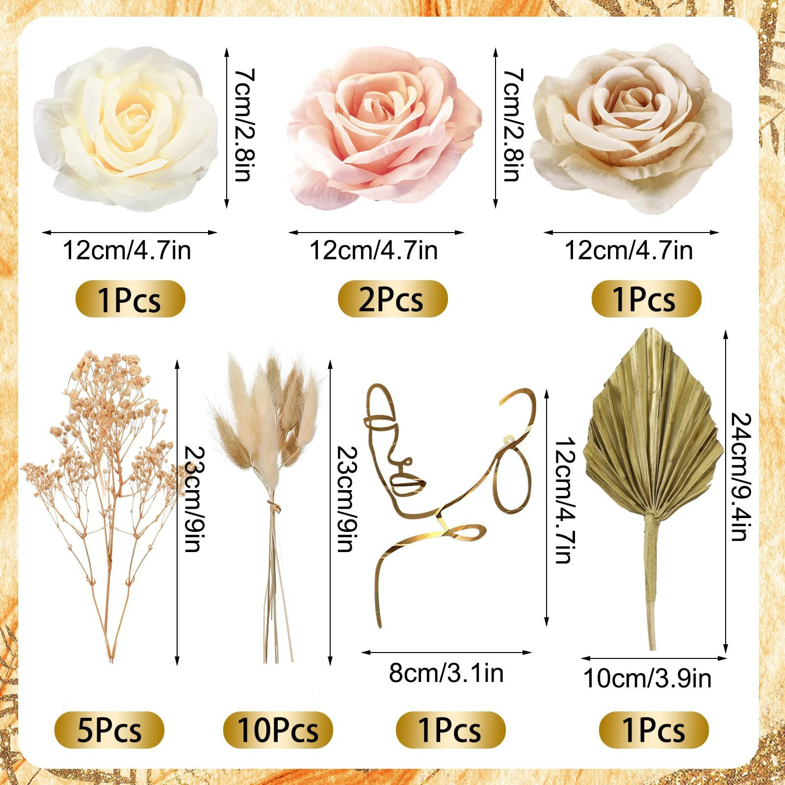 21 Pcs Boho Cake Topper Decorations Acrylic Minimalist Art Lady Gold Face Vintage Artificial Rose Flower Wedding Cake Toppers For Wedding Bridal Shower