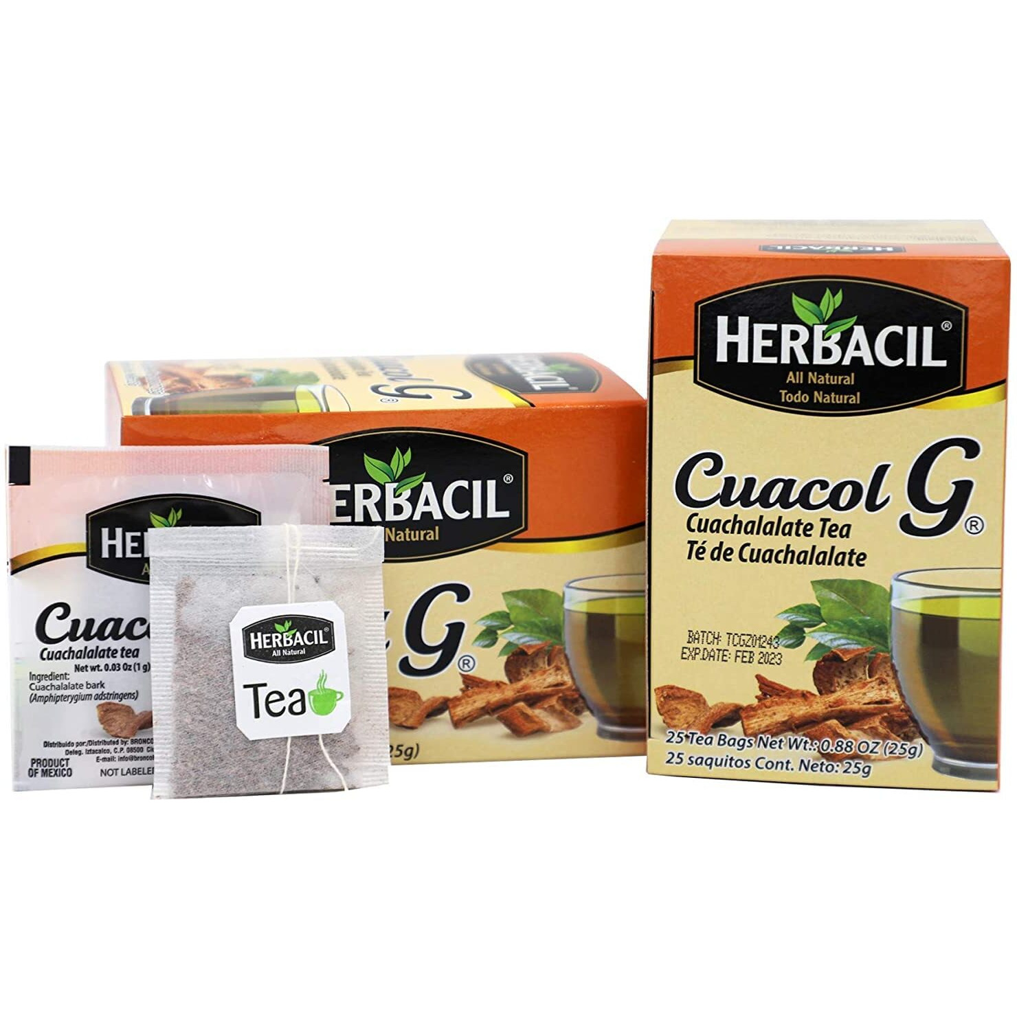 Herbacil Te De Cuachalalate, 2-Pack Of 25 Tea Bags Per Box (50 Bags)