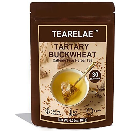 Tearelae - Himalayan Tartary Buckwheat Teabags 6.35Oz/180G (6G X 30 Bags) - Pure Natural Buckwheat Tea - Caffeine Free - Roasted Nuts Aroma - Non-Gmo