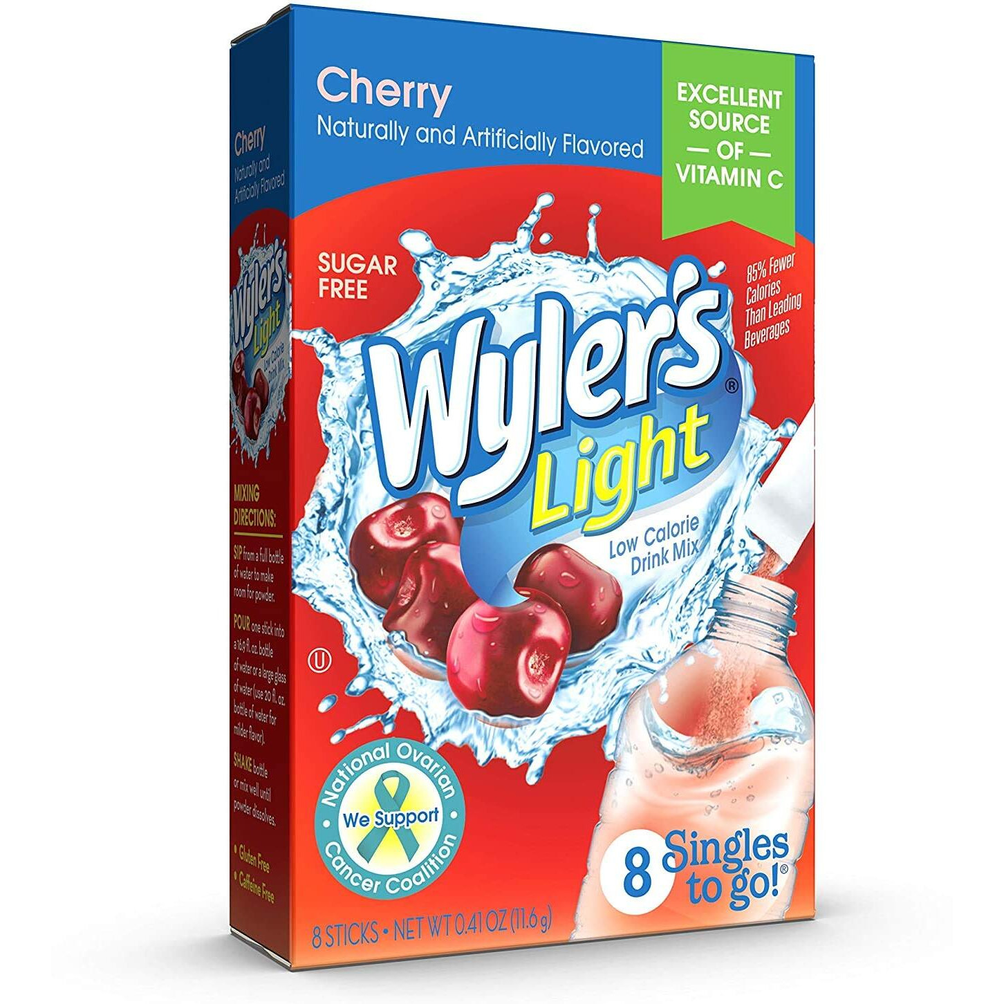 Wyler's Light Singles To Go Powder Packets, Water Drink Mix, Cherry, 8 Packets Per Box, 24 Total Packets (Pack Of 3)