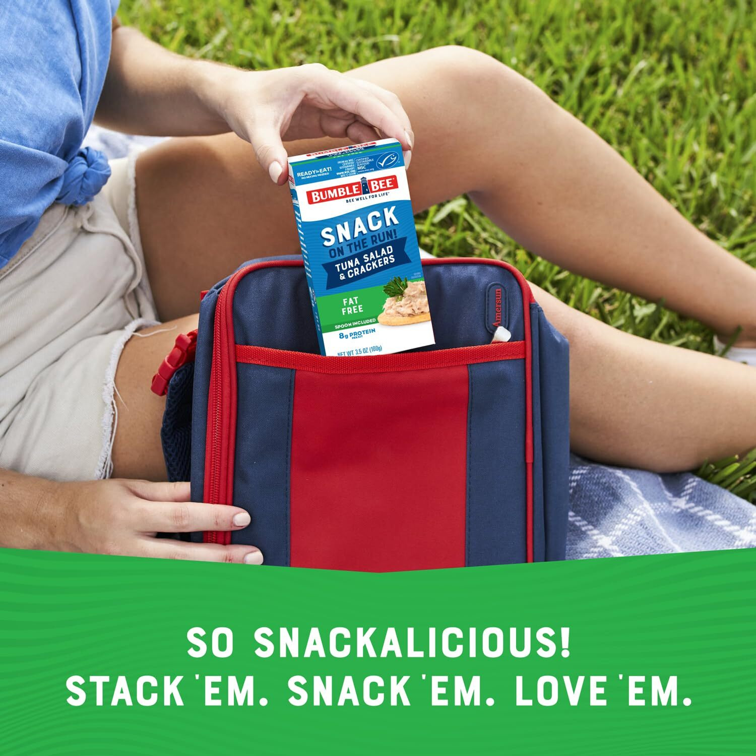 Bumble Bee Snack On The Run Fat-Free Tuna Salad With Crackers Kit- Ready To Eat, Spoon Included - Wild Caught Tuna - Shelf Stable & Convenient Protein Snack, 3.5 Ounce Boxes (Pack Of 12)