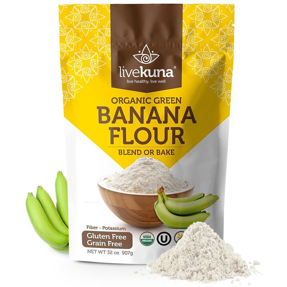Livekuna Organic Banana Flour - Gluten Free All Purpose Flour Alternative For Baking & Cooking Recipes - Grain Free Vegan Banana Flour, Rich In Fiber & Vitamins For Keto & Paleo Diets, 32Oz Bag