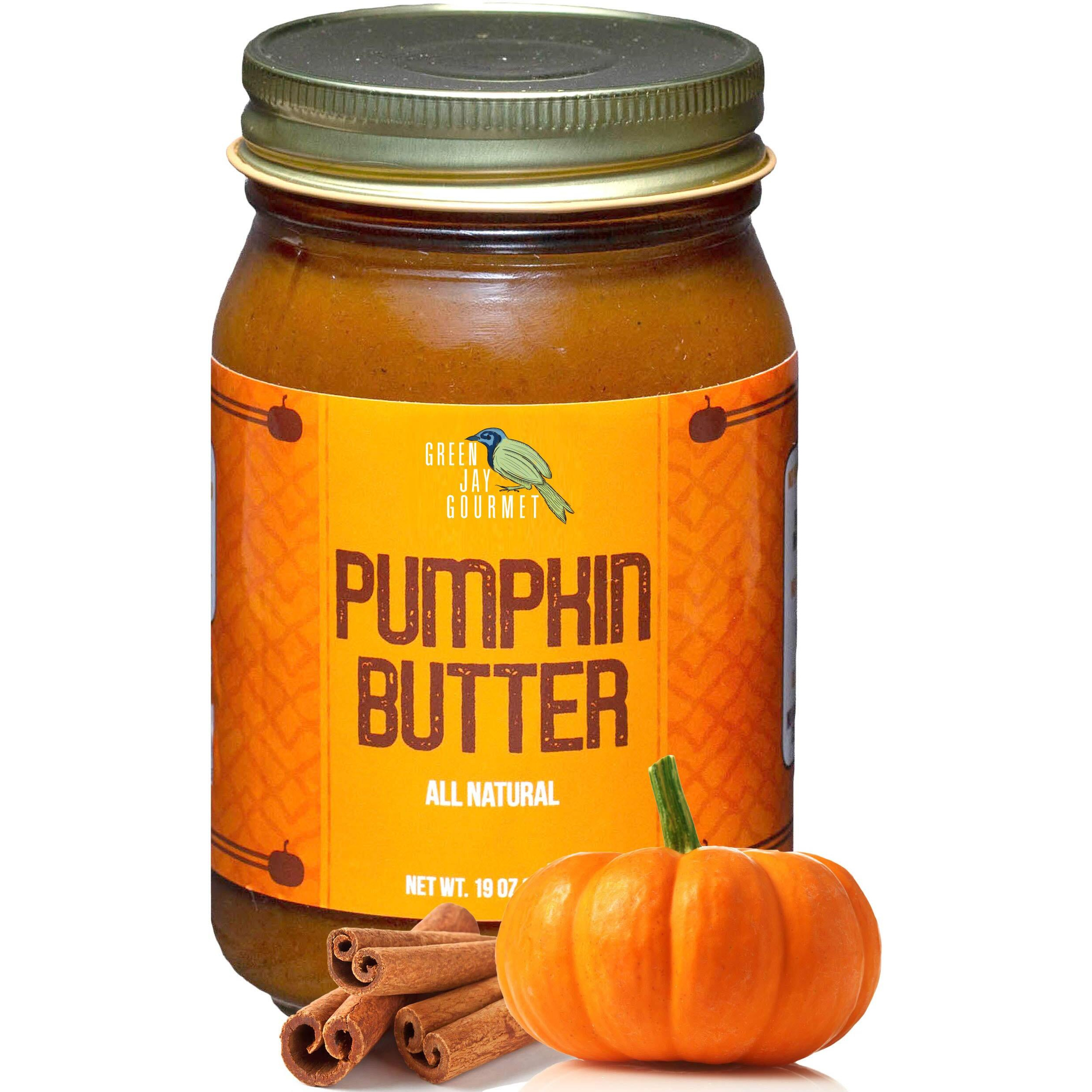 Green Jay Gourmet Pumpkin Butter 19 Ounces - All-Natural, Gluten-Free Fruit Spread - Pumpkin Spread With Pumpkins & Spices - Gourmet Fruit Butter - No Corn Syrup, Preservatives Or Trans-Fats