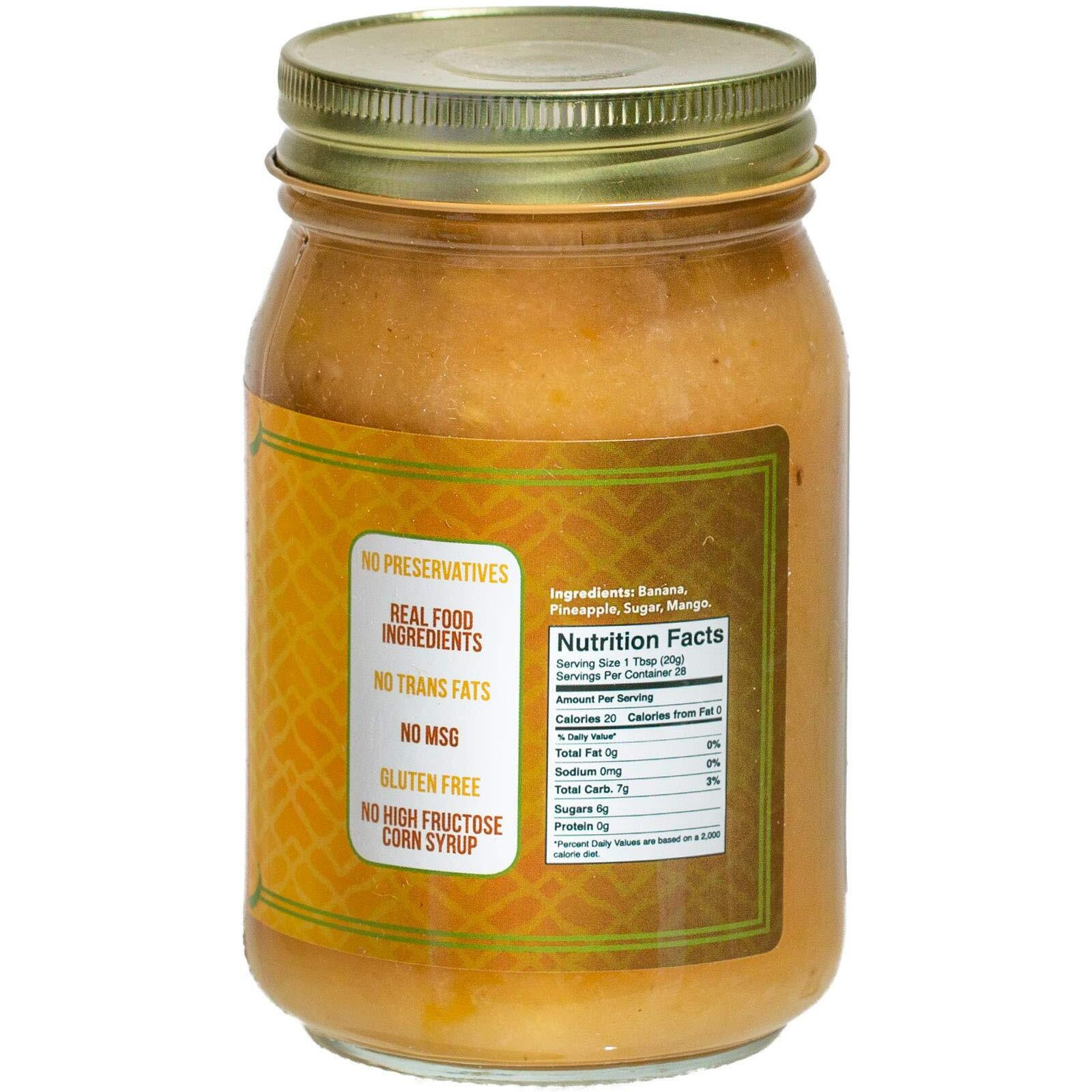Green Jay Gourmet Monkey Butter - All-Natural, Gluten-Free Banana Butter - Pineapple Spread With Bananas & Mango - Gourmet Fruit Butter - No Corn Syrup, Preservatives Or Trans-Fats - 19 Ounces