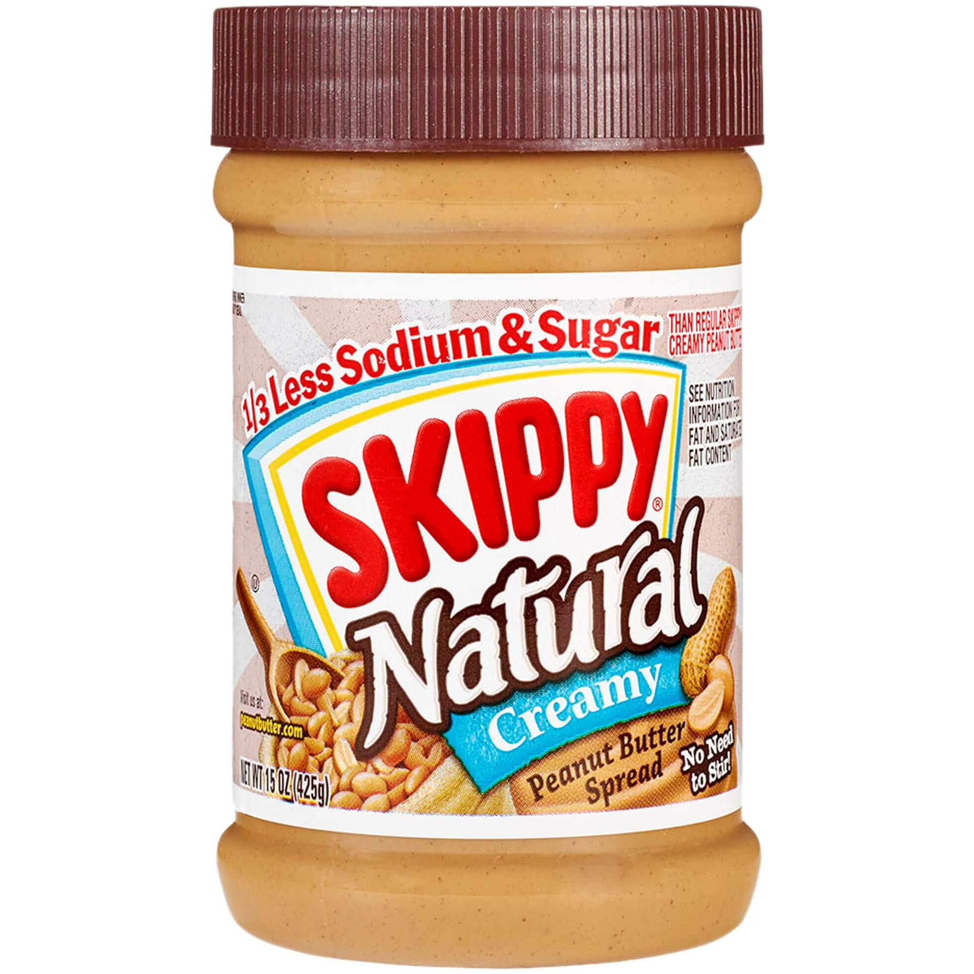 Skippy Natural Creamy Reduced Sugar And Sodium Peanut Butter, 15 Ounce (Pack Of 12)