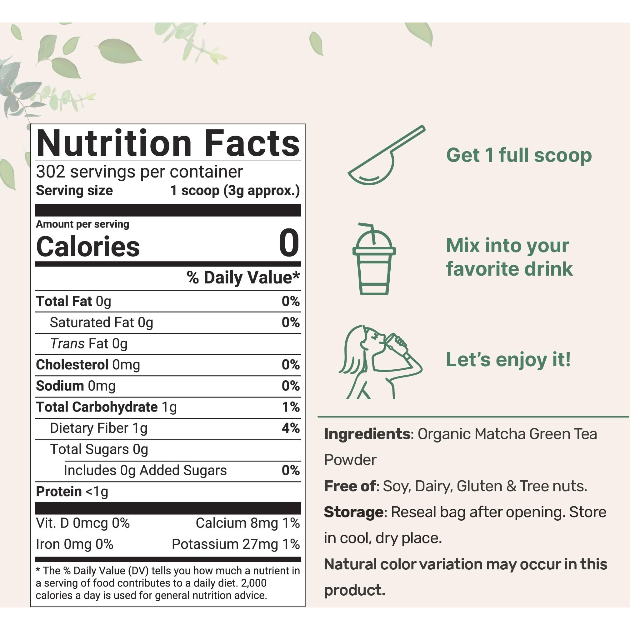 Organic Matcha Green Tea Powder, 2 Pound (32 Ounce) | Culinary Grade, Unflavored, First Harvest Authentic Japanese Origin, 100% Pure Matcha For Smoothies, Latte, And Baking | Non-Gmo, 0 Calories