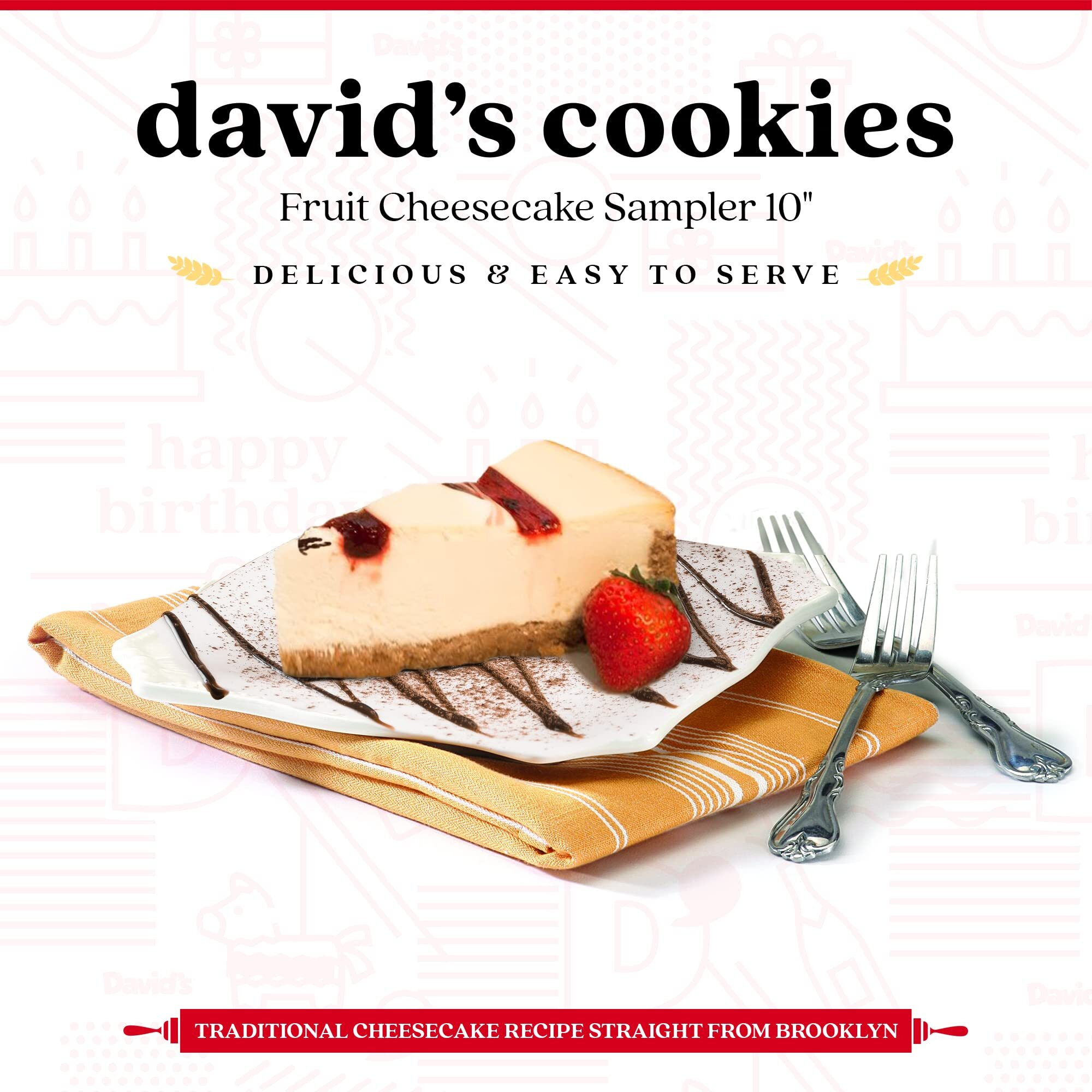 Fruit Cheesecake Sampler 10"" - Pre-Sliced 14 Pcs. Cheesecake With 4 Types Of Delicious Fruit Flavors. Fresh Bakery Dessert Great Gift Idea For Potlucks, Family Gatherings And Housewarmings
