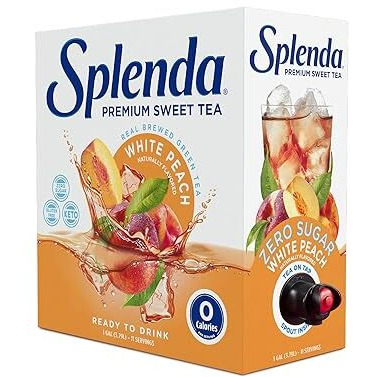 Splenda Premium Sweet Tea On Tap, 1 Gallon Bag In Box Ready To Drink Liquid, White Peach Green Tea, 128 Fl Oz, Packaging May Vary
