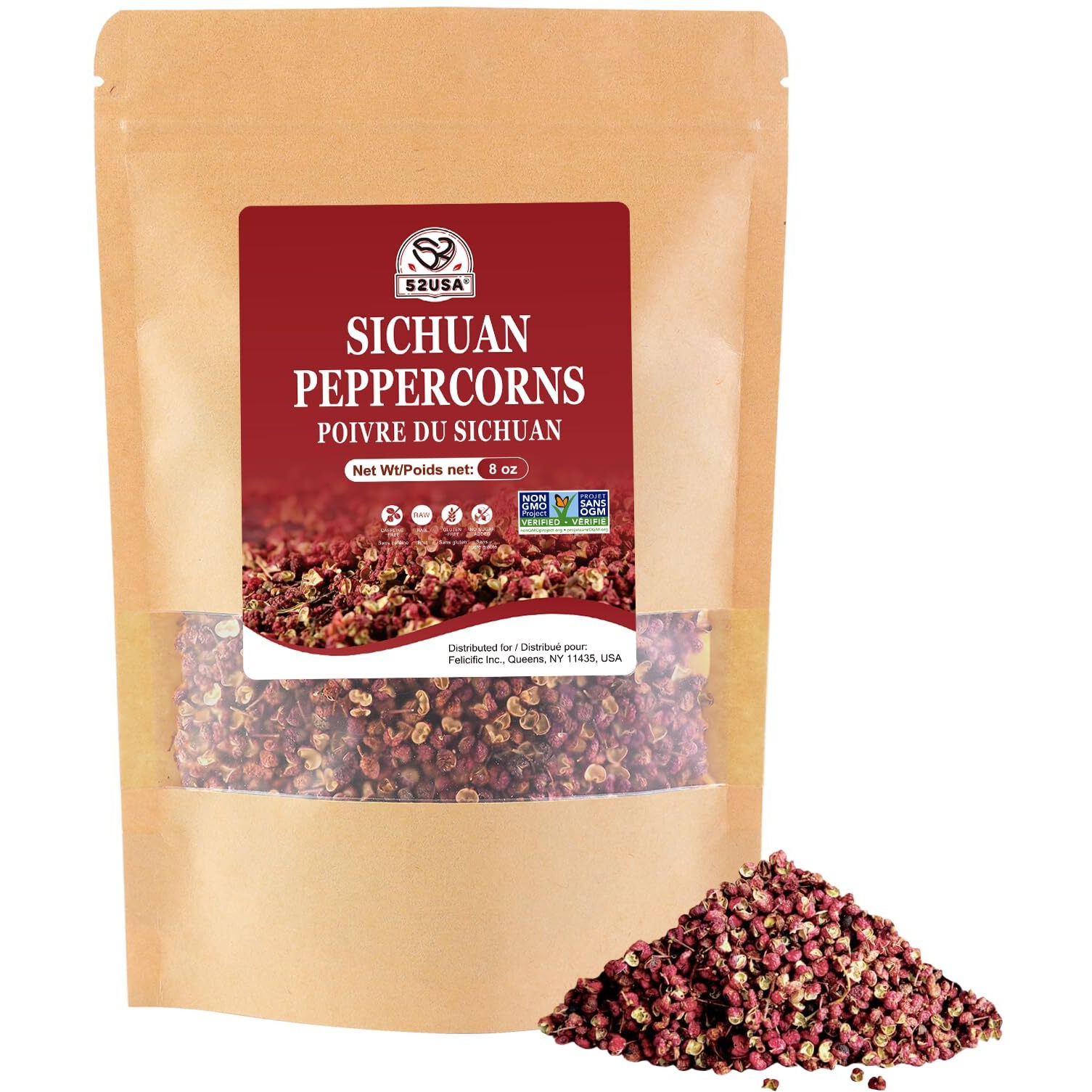 52Usa Szechuan Peppercorns, Authentic Sichuan Peppercorns 8Oz, Mala Pepper, Unique Numbing, Essential For Mapo Tofu, Kung Pao Chicken, Asine Cusine, Sichuan Red Peppercorn, Whole Chinese Peppercorn