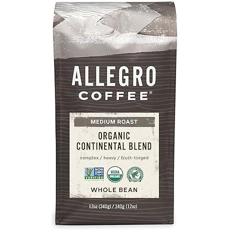 Allegro Coffee Organic Continental Blend Whole Bean Coffee, 12 Oz