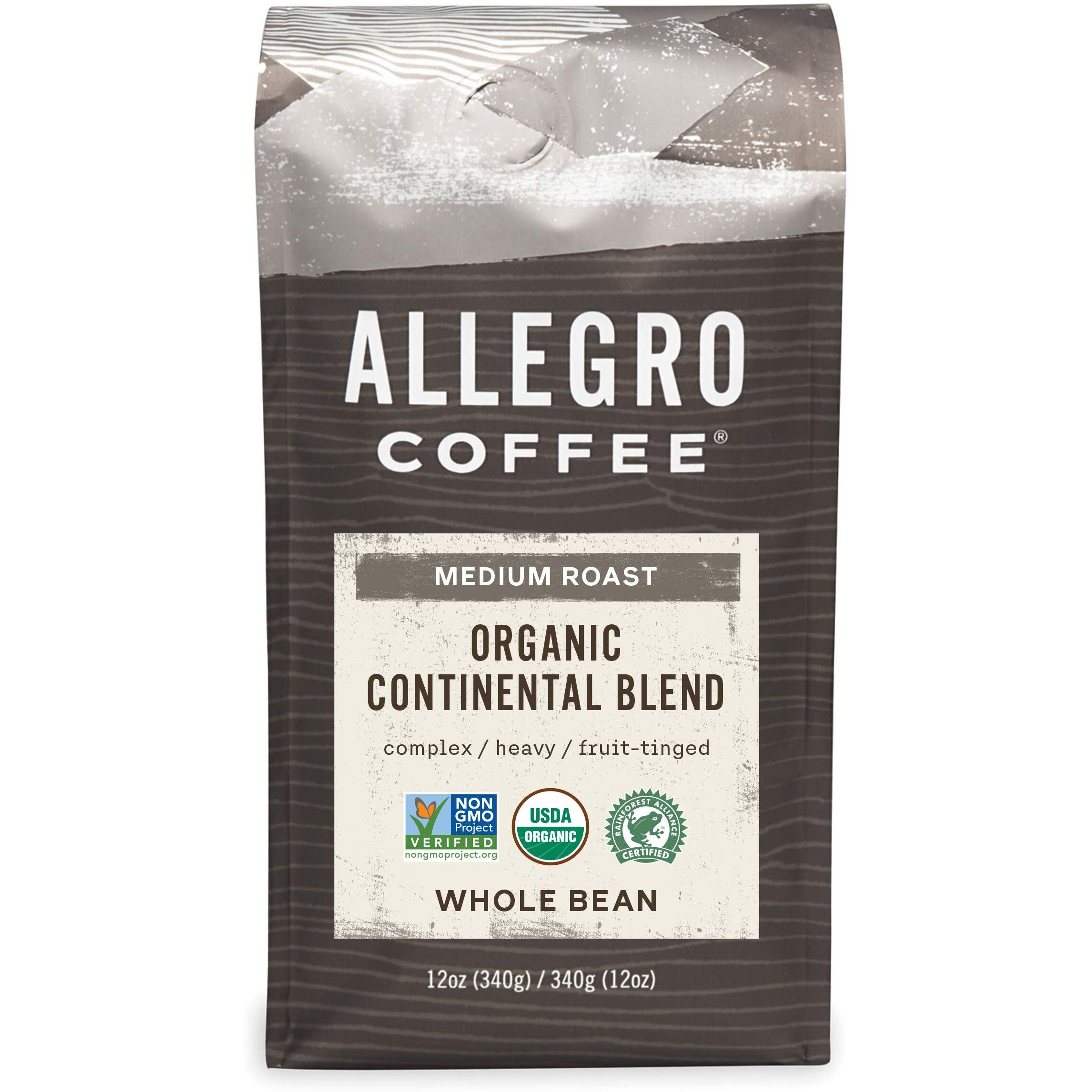 Allegro Coffee Organic Continental Blend Whole Bean Coffee, 12 Oz
