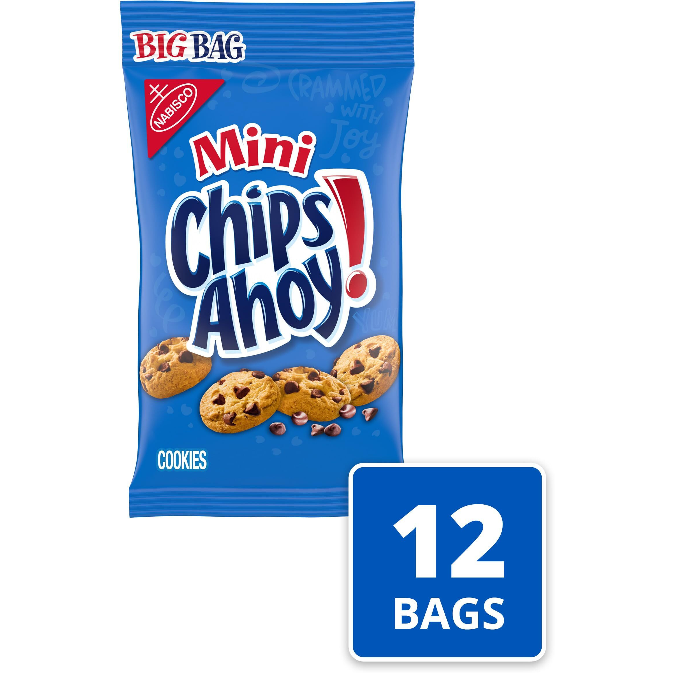 Chips Ahoy Mini Original Chocolate Chip Cookies, Big Bag, 12 - 3 Oz Packs
