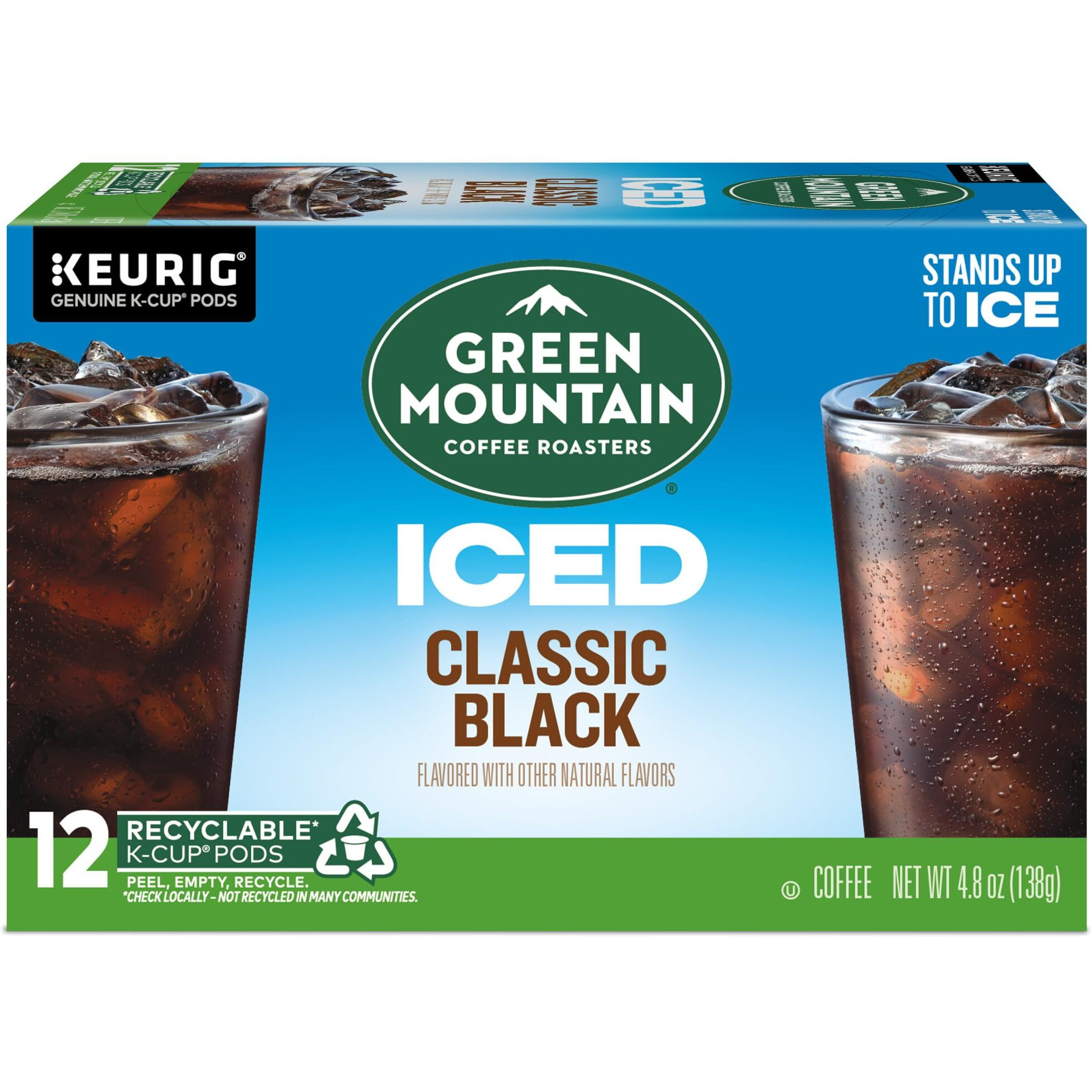 Green Mountain Coffee Roasters Iced Classic Black, Single Serve Keurig K-Cup Pods, Medium Roast Iced Coffee, 72 Count