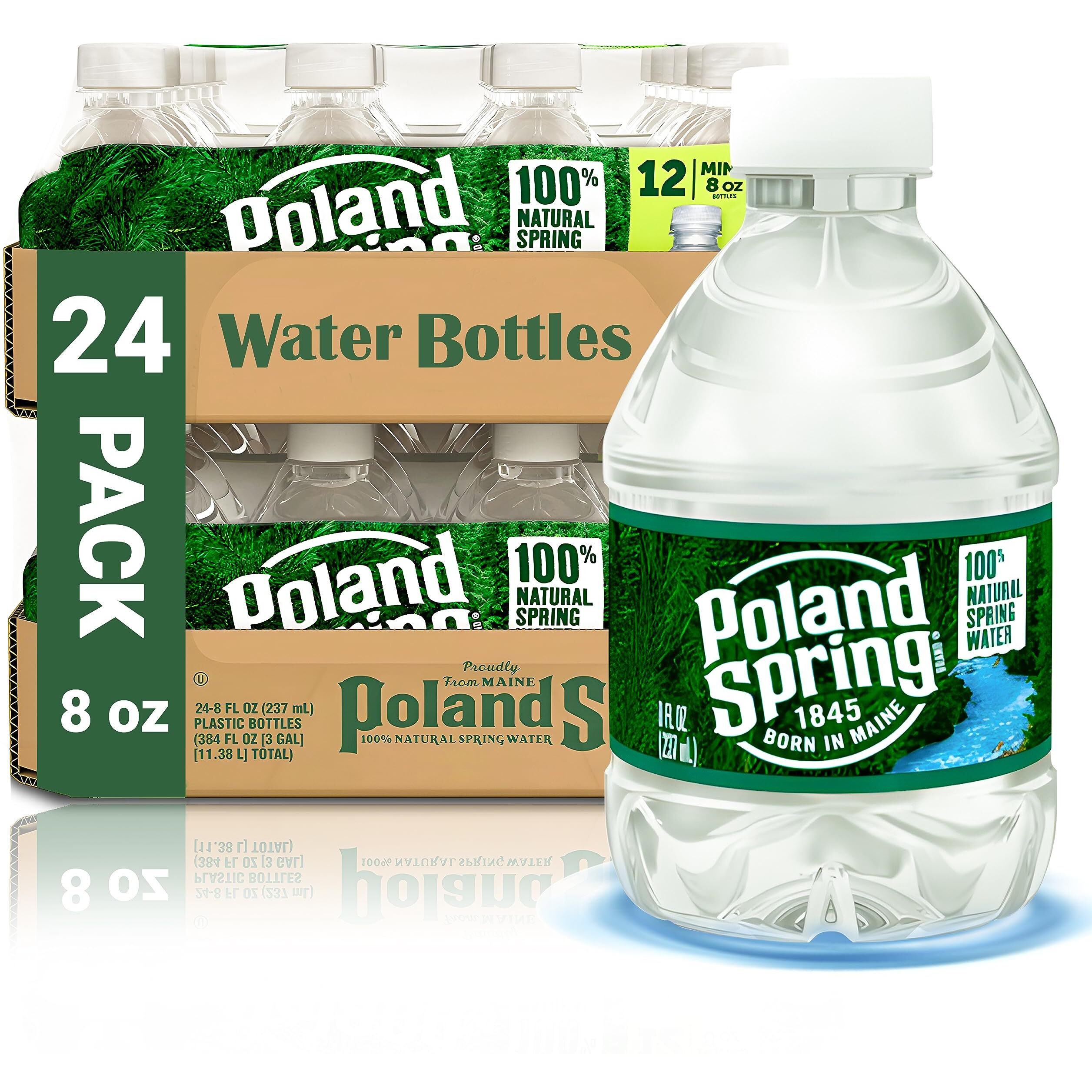 Poland Spring Water Bottles 24 Pack - Bottled Water, Small Water Bottles, Mini Water Bottle, Poland Spring 8 Oz Bottled Water 24 Pack, 8 Oz Water Bottles Drinking Water - Spring Water Bottles 24 Pack