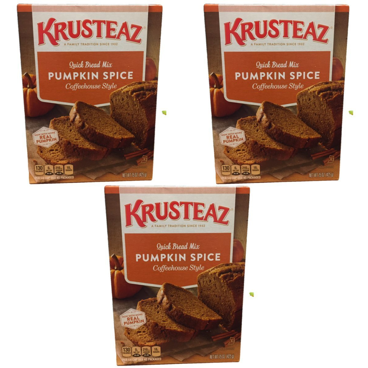 Krusteaz Pumpkin Spice Quick Bread Mix 15 Ounce (Pack 0F 3)