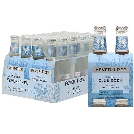 Fever-Tree Premium Club Soda, No Artificial Sweeteners, Flavourings Or Preservatives, 6.8 Fl Oz (Pack Of 24), Clear (A500115)