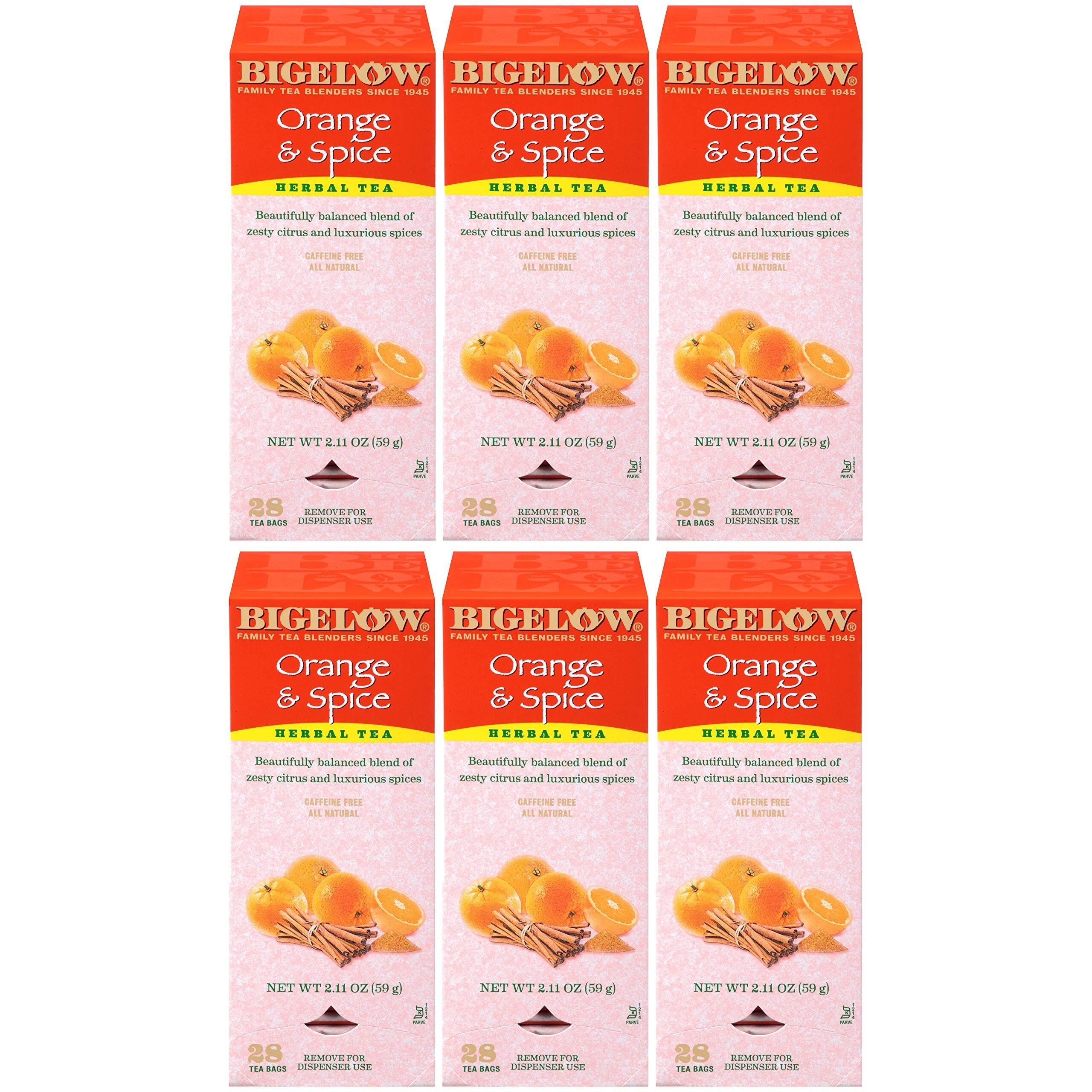 Bigelow Orange & Spice Herbal Tea 28-Count Boxes (Pack Of 6) Caffeine-Free Soothing Herbal Tea Sweetly Citrus-Y Tea With An Herbal Twist In Foil-Wrapped Bags