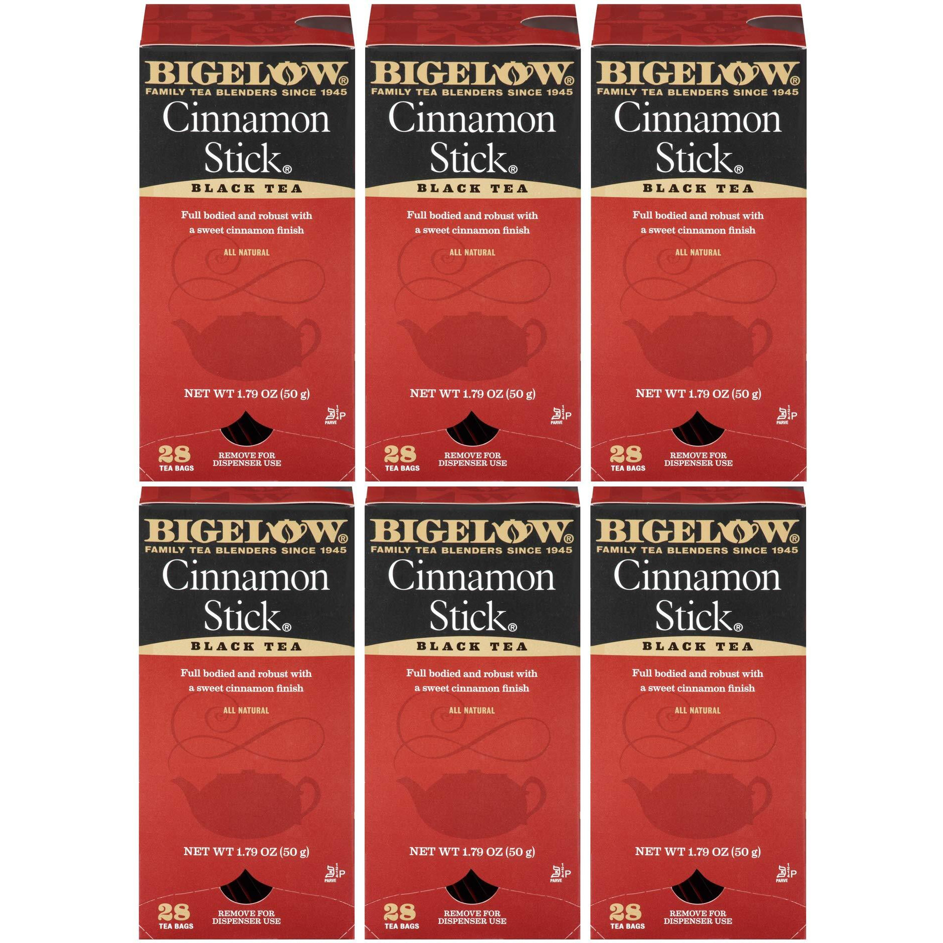Bigelow Cinnamon Stick Black Tea Bags 28-Count Boxes (Pack Of 6) Cinnamon Flavored Black Tea Naturally & Artificially Flavored