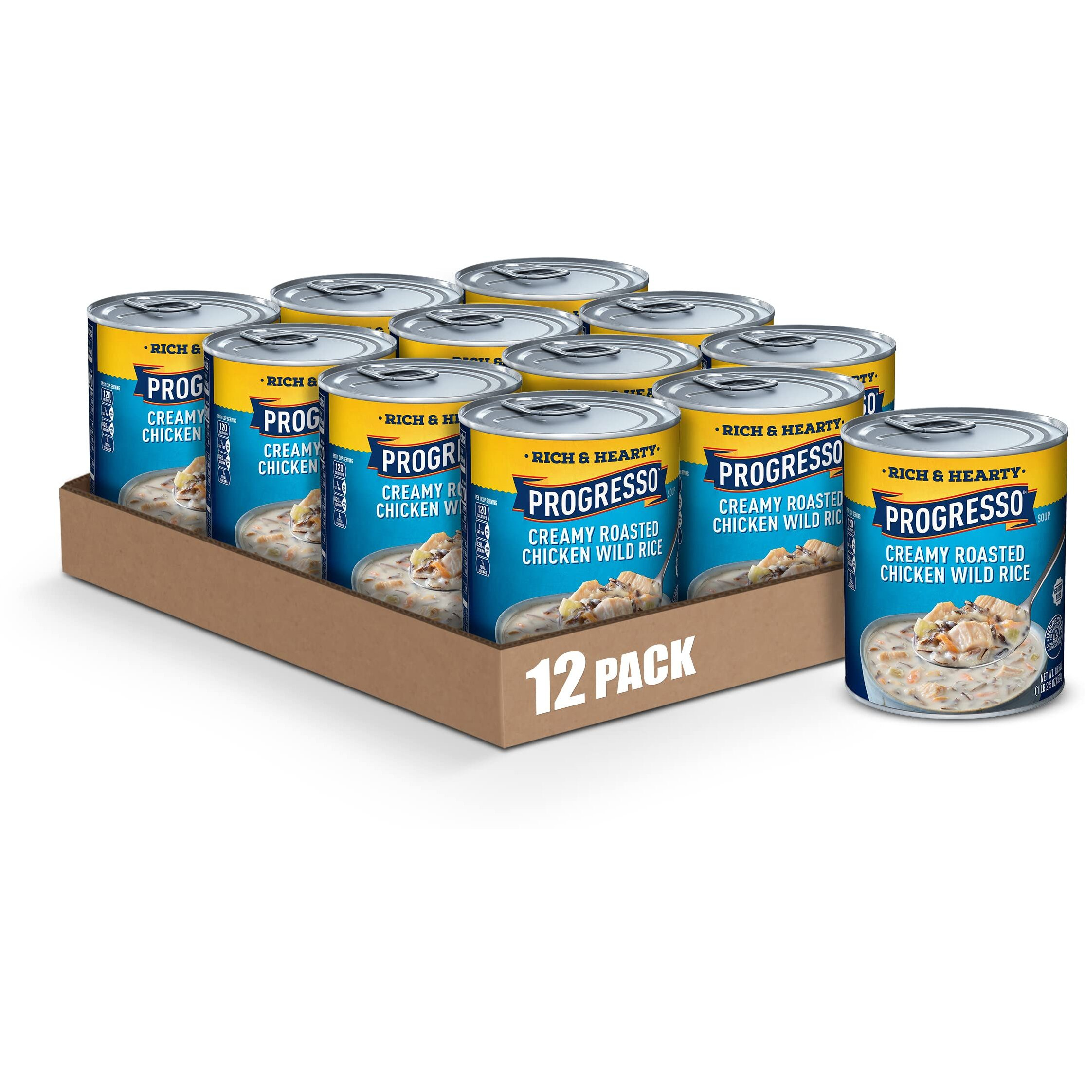 Progresso Rich & Hearty, Creamy Roasted Chicken Wild Rice Canned Soup, Gluten Free, 18.5 Oz. (Pack Of 12)