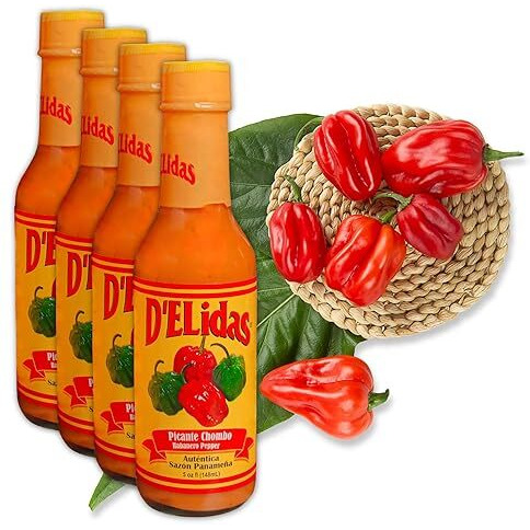 D'Elidas Habanero Hot Sauce, Natural Habanero Pepper Hot Sauce, Chombo Picante Sauce 1 In Panama, Non-Gmo, Keto Friendly Food Habanero Sauce, 5 Fl Oz (Pack Of 4)