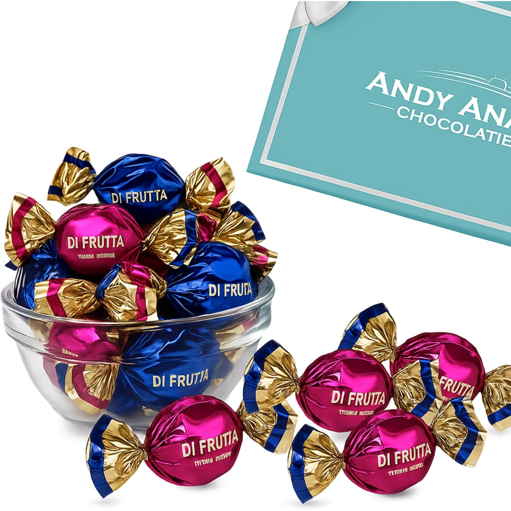 Andy Anand Chocolatier Sugar Free Hard Candy - Made In Italy Fruit Flavored Gluten Free Hard Candy Individually Wrapped Stevia Sweetened Candy Keto & Diabetic Friendly Assorted Candy (85 Pcs, 7 Oz)