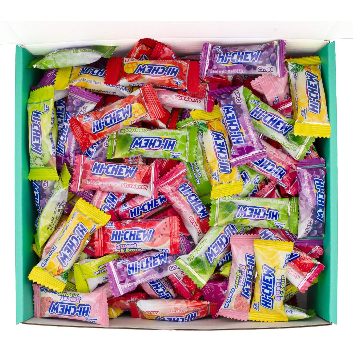 Hi-Chew 10 Flavors, Bulk 165+ Pieces, 2 Pound (Hi Chew Fruit Strawberry, Mango, Green Apple, Grape, Kiwi, Pineapple, Dragon Fruit, Watermelon, Grapefruit, Lemon)