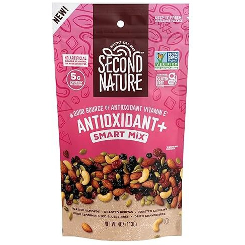 Second Nature Antioxidant+ Smart Snack Mix - 4 Oz Individual Snack Packs (Pack Of 6), Certified Gluten-Free Snack, Ideal For Travel Snacks