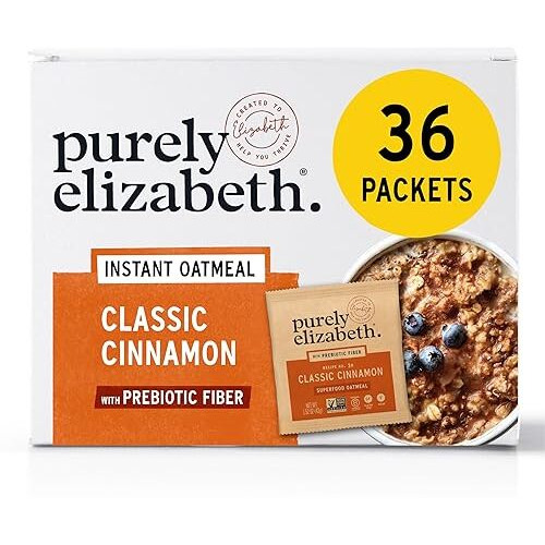 Purely Elizabeth Classic Cinnamon Superfood Oatmeal, With Prebiotic Fiber, Gluten Free & Non-Gmo, 9.12 Oz (Pack Of 6) (6 Pack, Classic Cinnamon)
