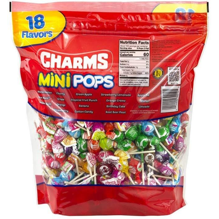Charms Mini Pops 18 Assorted Flavors With Resealable Bag (300 Count)