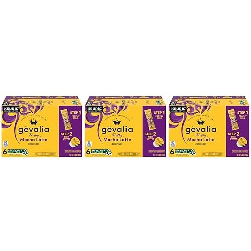 Gevalia, 2-Step K-Cup & Froth Packets, 6 Count, 5.6Oz Box (Pack Of 3) (Mocha Latte).