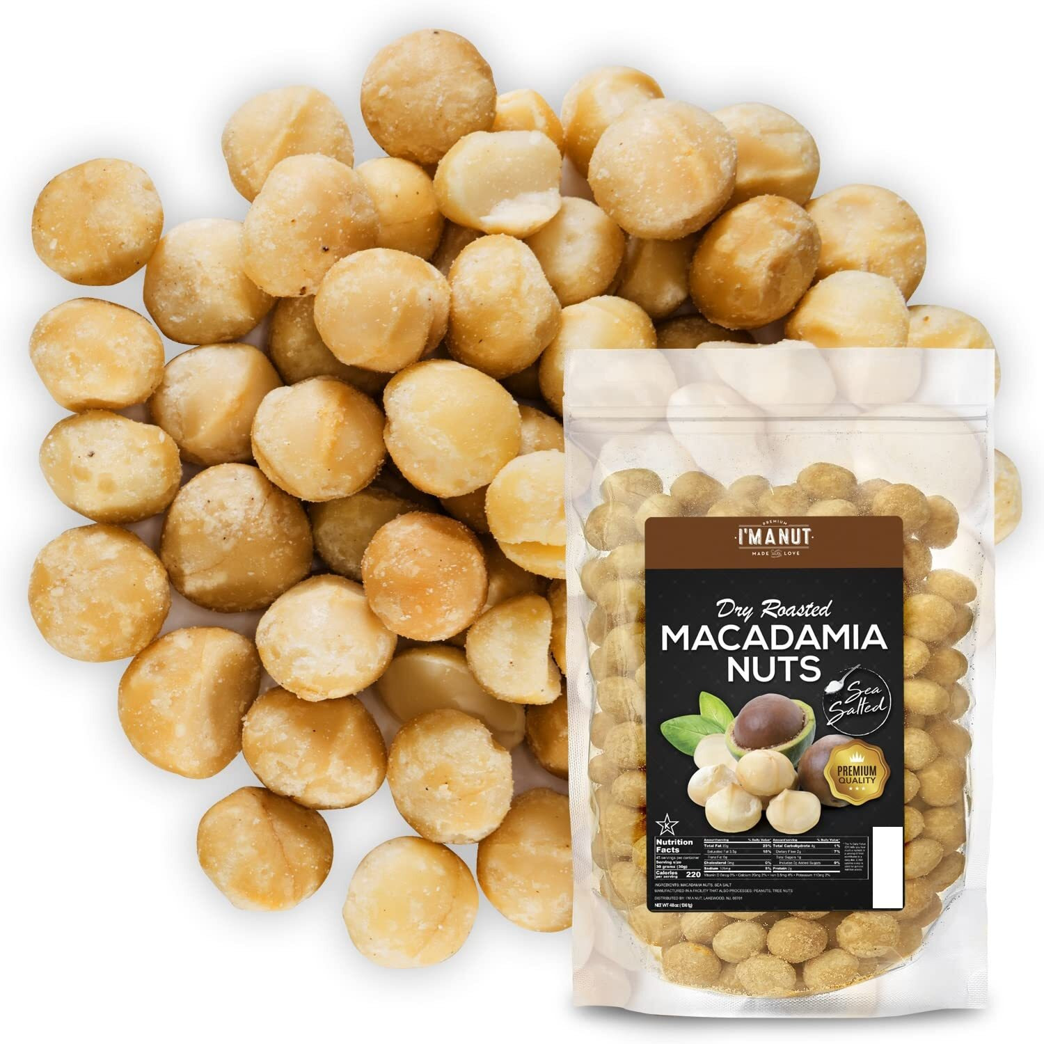 Oven Roasted Macadamia Nuts With Sea Salt- 48 Oz (3 Lb) Batch Tested Peanut & Gluten Free | No Oil | No Ppo | Fancy Whole | Made From Natural Macadamia Nuts