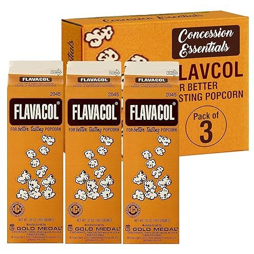Concession Essentials 3 Pack Flavacol Popcorn Season Salt, 35 Oz Per Pack. Total 105 Ounces Popcorn Season Salt
