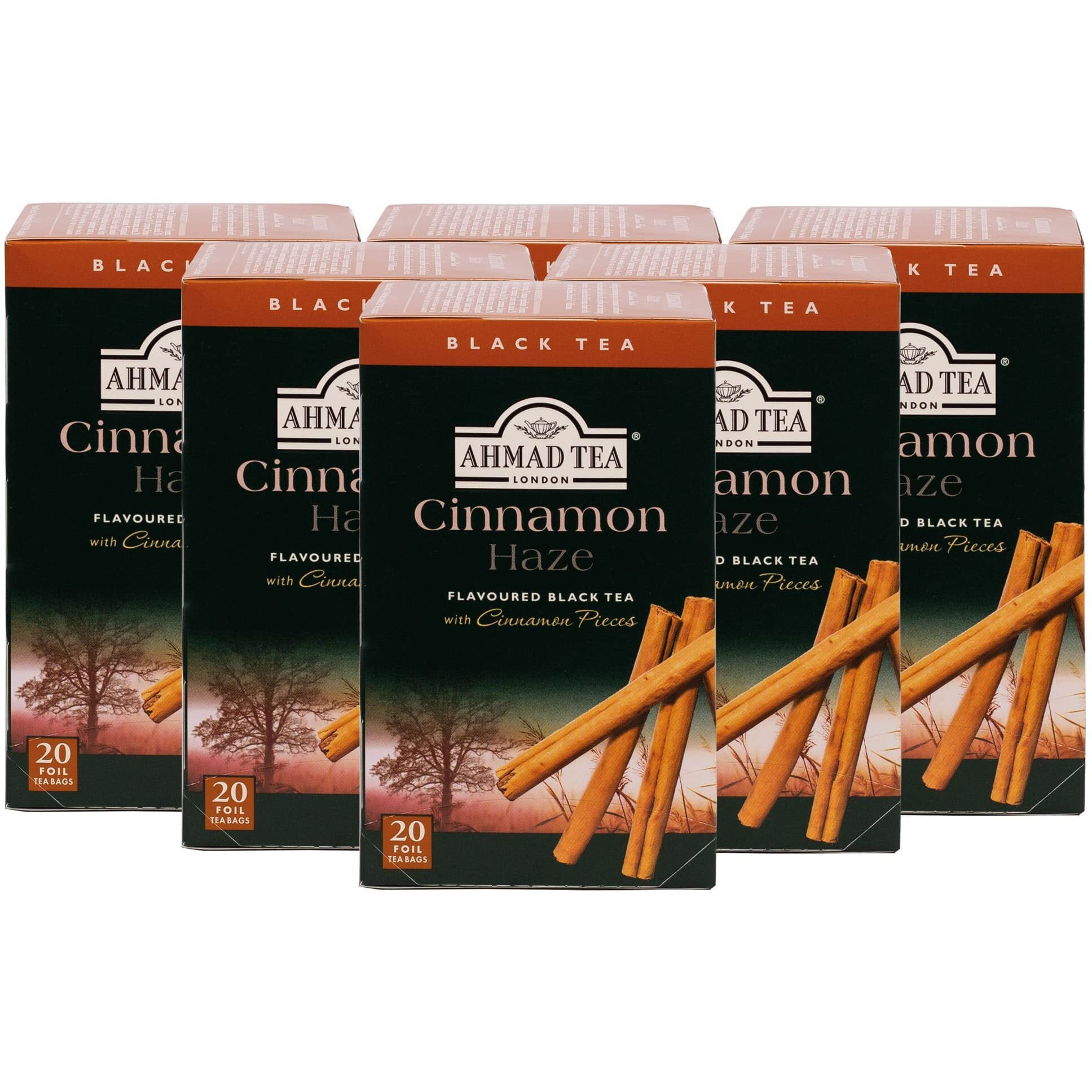 Ahmad Tea Black Tea, Cinnamon Haze Teabags, 20 Ct (Pack Of 6) - Caffeinated & Sugar-Free